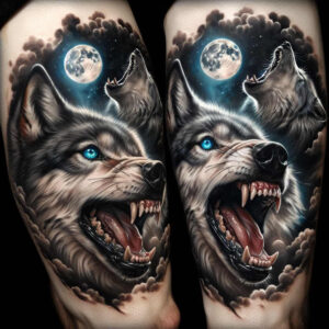 wolves tattoo design ideas Realism seamless blend lone hunter for scapula