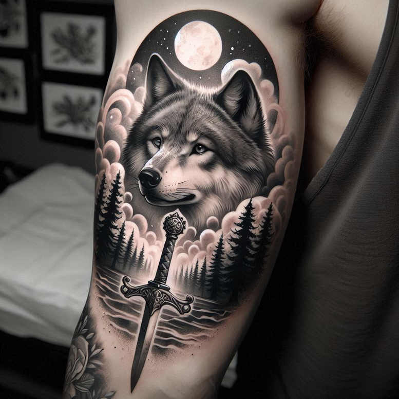 wolves tattoo design ideas vivid detail moon howler for ribs