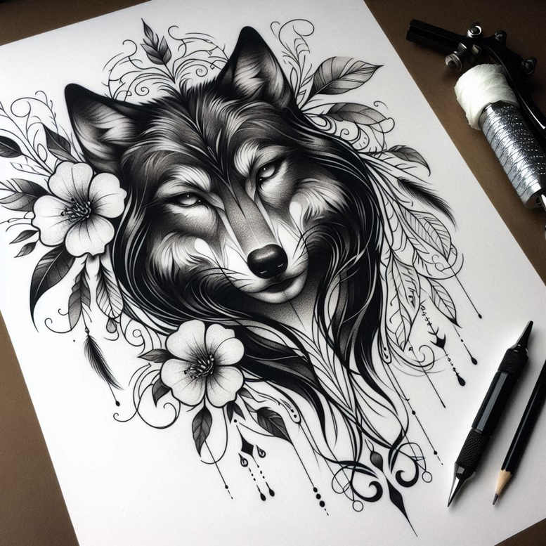 wolves tattoo design ideas Realism portrait realism moonlit watcher represents determination