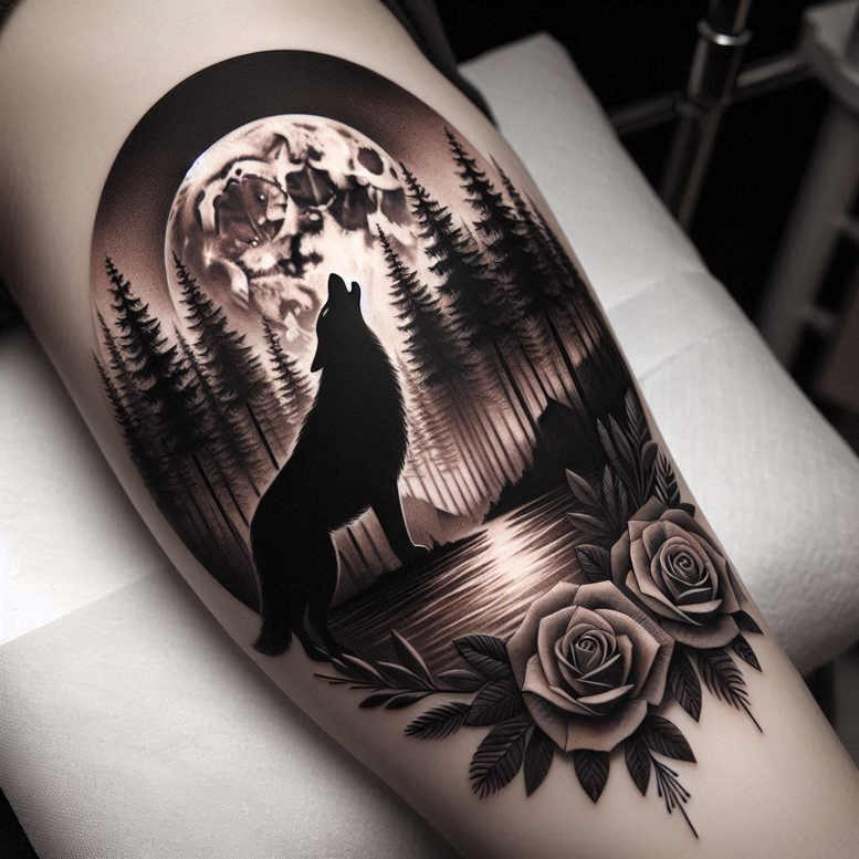 wolves tattoo design ideas light play moonlit watcher symbolising strength