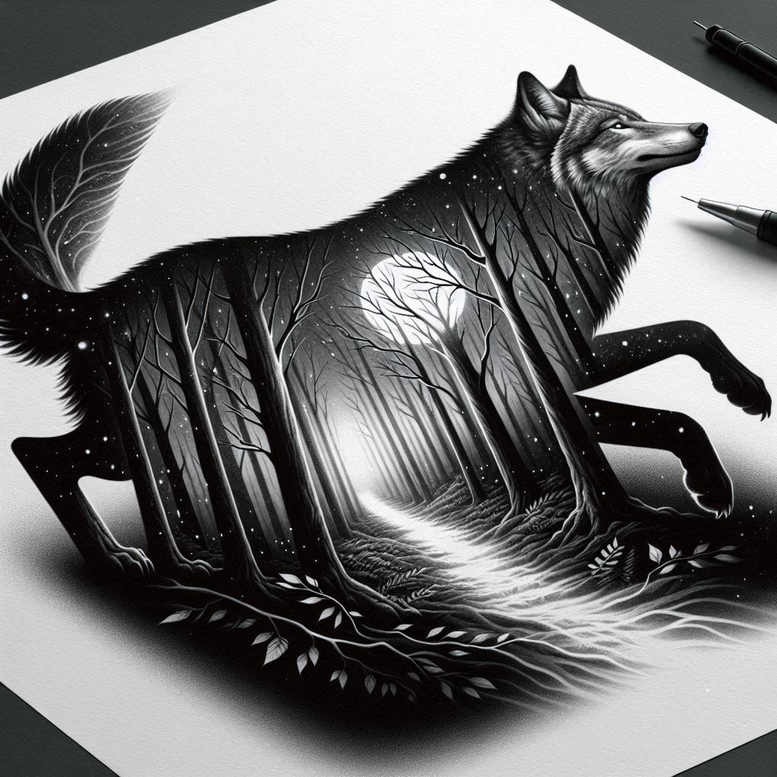 wolves tattoo design ideas true rendering mountain shadow for scapula