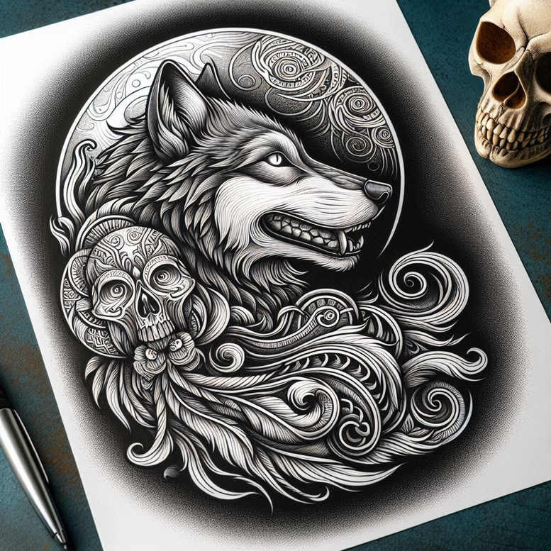 wolves tattoo design ideas Realism realistic perspective nature\'s ghost for lower thigh