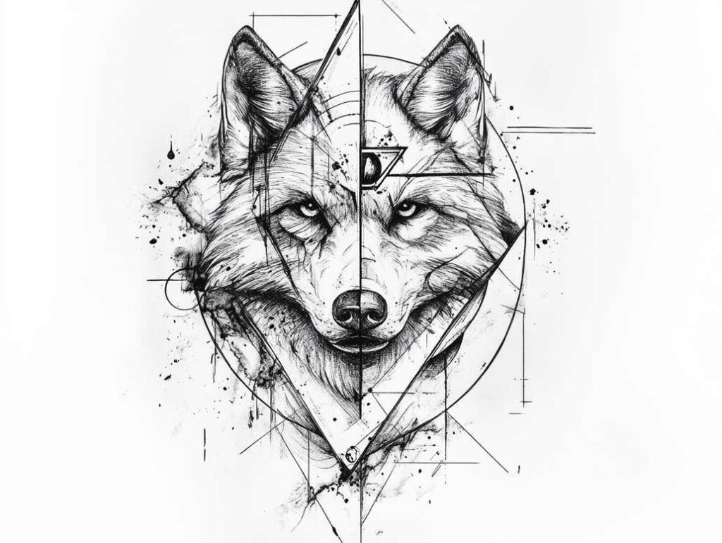wolves tattoo design ideas Surrealism unearthly nocturnal strength embodying determination