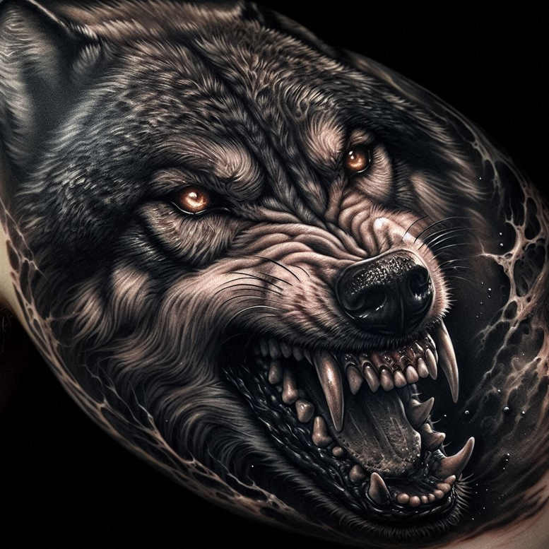 wolves tattoo design ideas Realism photographic quality primal instinct for abdomen