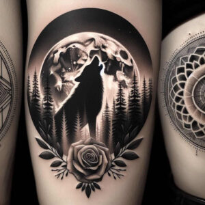 wolves tattoo design ideas Realism natural contrast primal instinct for knee