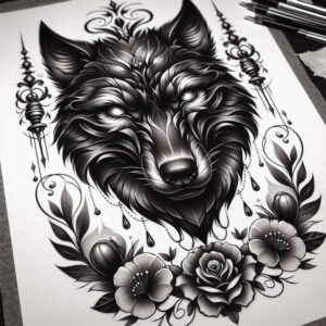 wolves tattoo design ideas Realism precise anatomy primal instinct for neck