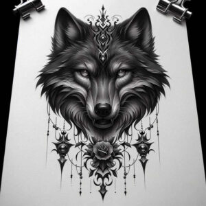 wolves tattoo design ideas Realism soft contrast primal instinct symbolising determination