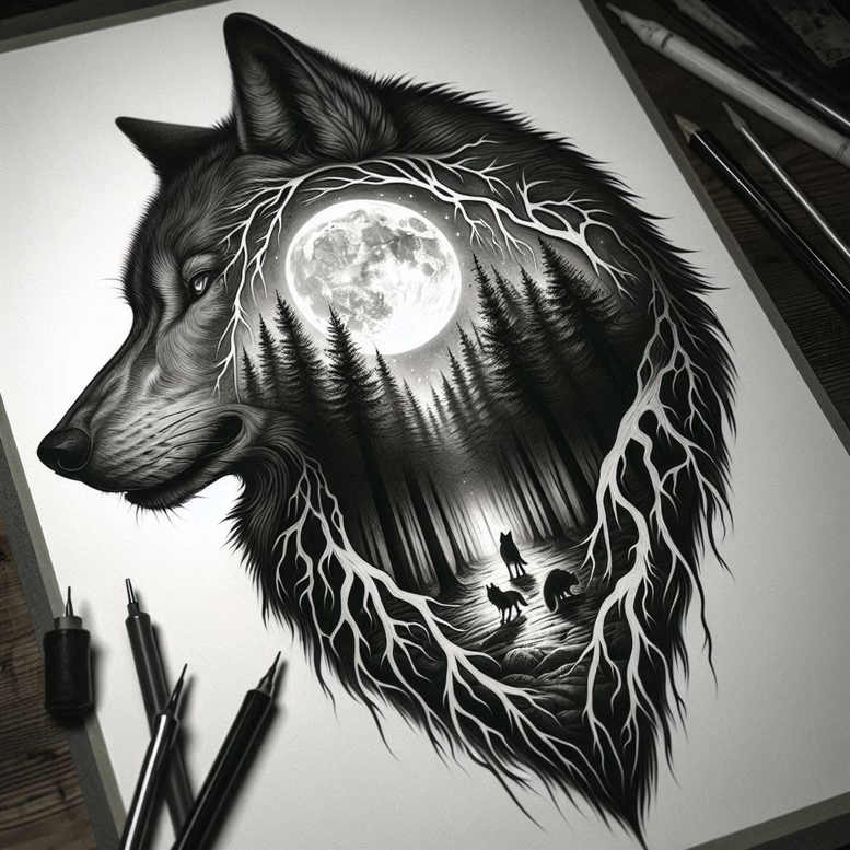 wolves tattoo design ideas color richness rugged survival symbolising perseverance