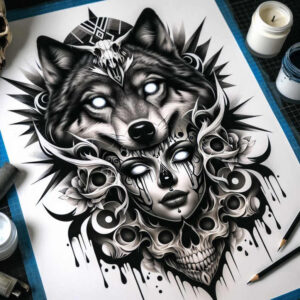 wolves tattoo design ideas solid fill shadow runner shows determination