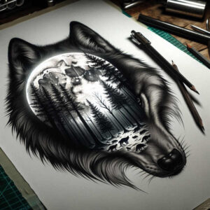 wolves tattoo design ideas Surrealism mysterious sharp senses for hand