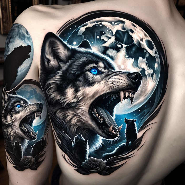 wolves tattoo design ideas Surrealism psychic energy sharp senses shows determination