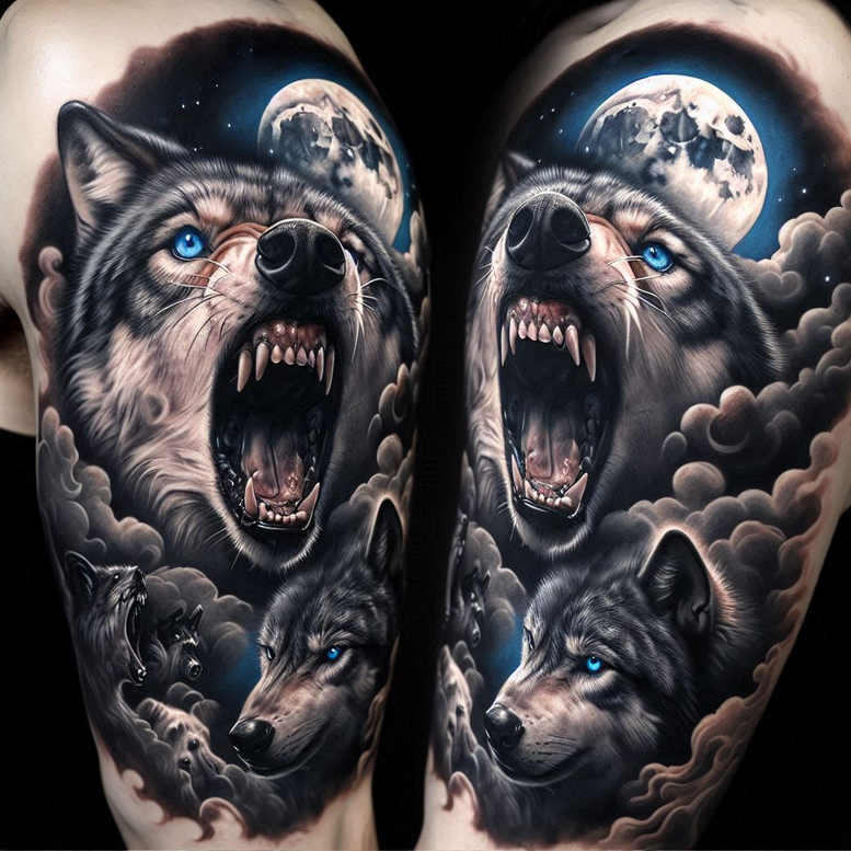 wolves tattoo design ideas Surrealism fluid forms silent predator symbol of resilience