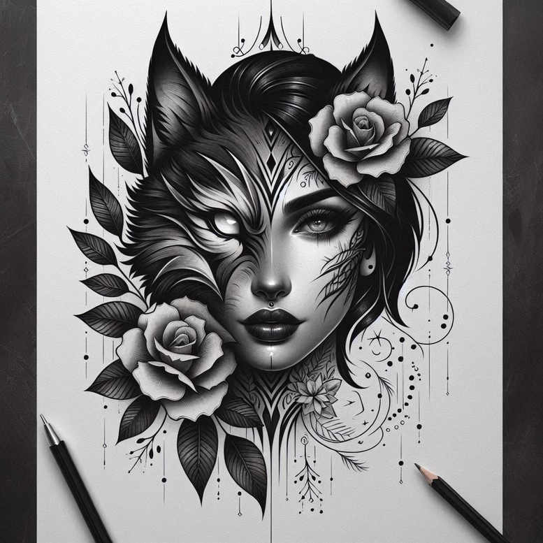 wolves tattoo design ideas Realism light play twilight eyes determination and power