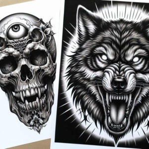 wolves tattoo design ideas ornamental untamed force shows strength