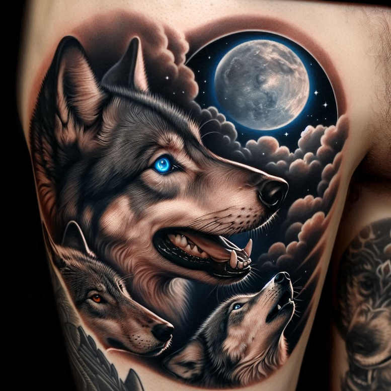 wolves tattoo design ideas close-up untamed tracker courage and power