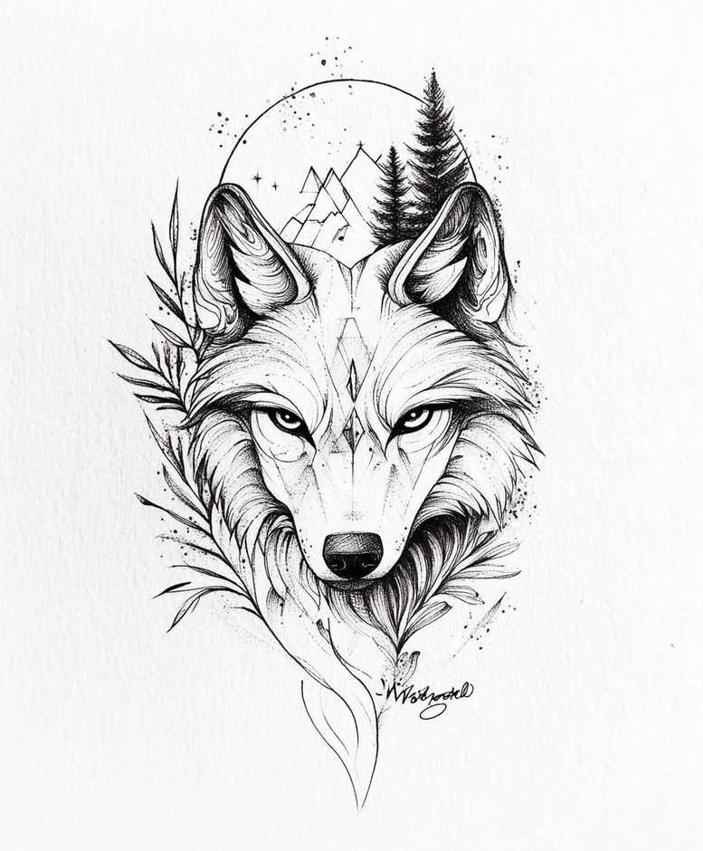 wolves tattoo design ideas Realism realistic perspective wilderness call for palm