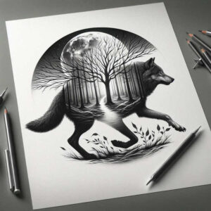 wolf-tattoo – tattoo design ideas free ai generated – neotraditional-smooth-gradients – for-heel – Gallery: wolves-inkby-ai