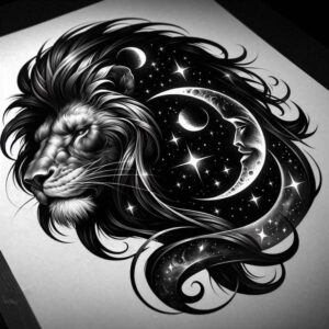 minimalist-astrological-sign-universe-for-lower-thigh – tattoo design ideas free ai generated – Gallery: zodiac-signs-inkby-ai
