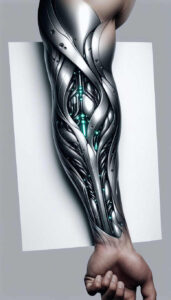 complex-mechanics-natural-luminosity-for-back-of-neck – tattoo design ideas free ai generated – Gallery: biomechanics-inkby-ai
