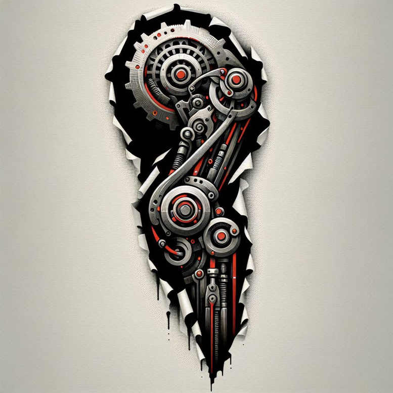 biomechanics tattoo design ideas Realism photo-like tattoo abstract mechanics for spine