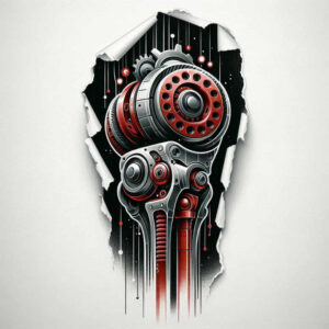 biomechanics tattoo design ideas Realism reflective light layered textures embodying endurance
