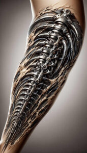 biomechanics tattoo design ideas Realism realistic perspective mechanical energy for lower chest