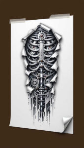biomechanics tattoo design ideas naturalistic mechanical energy for thigh