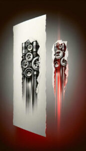biomechanics tattoo design ideas Neotraditional sharp edges mechanical joints for forearm