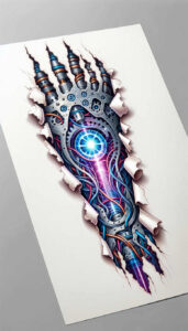 biomechanics tattoo design ideas Surrealism hallucinatory muscle activation symbolising perseverance
