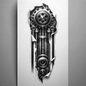 biomechanics tattoo design ideas Realism crisp detail technical shading for toe