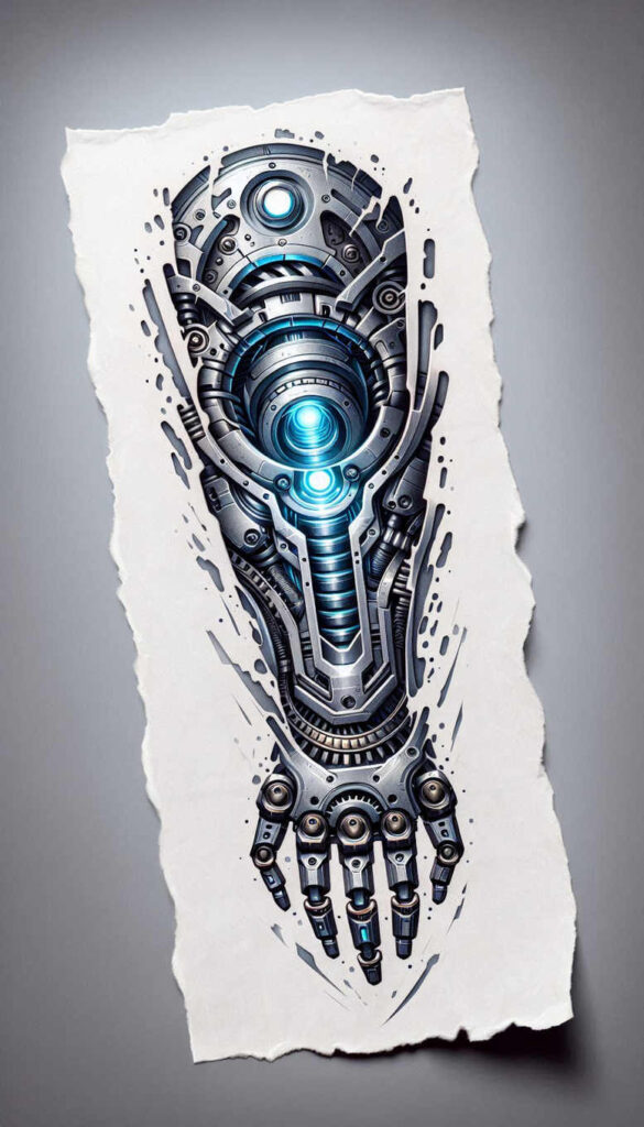 biomechanics tattoo design ideas Realism seamless blend tension lines meaning perseverance