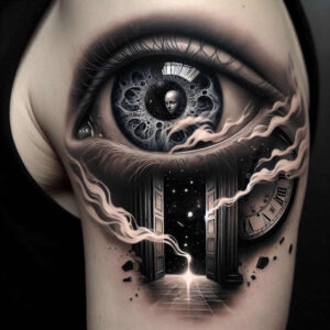 all-seeing-eye – tattoo design ideas free ai generated – realism-tonal-depth – for-knee – Gallery: eyes-inkby-ai