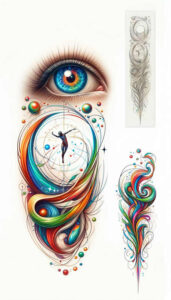 detailed-eye – tattoo design ideas free ai generated – neotraditional-bold-color-blocks – for-back-of-neck – Gallery: eyes-inkby-ai