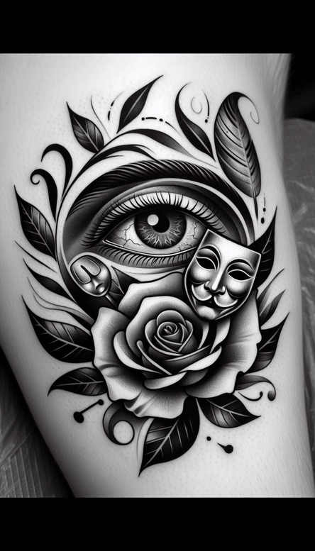 expressive-eye – tattoo design ideas free ai generated – neotraditional-bold-highlights – for-spine – Gallery: eyes-inkby-ai