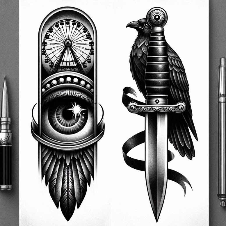 eye-in-darkness – tattoo design ideas free ai generated – neotraditional-solid-fill – for-shoulder-blade – Gallery: eyes-inkby-ai