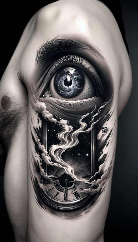 eye-with-eyelashes – tattoo design ideas free ai generated – surrealism-fluid-forms – for-side – Gallery: eyes-inkby-ai
