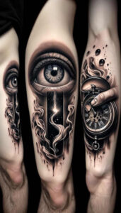 eye-with-flames – tattoo design ideas free ai generated – neotraditional-dynamic-composition – for-lower-arm – Gallery: eyes-inkby-ai