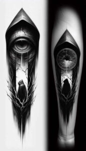 realistic-eye – tattoo design ideas free ai generated – neotraditional-soft-blending – for-thigh – Gallery: eyes-inkby-ai