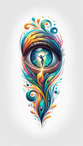 symbol-of-truth-eye – tattoo design ideas free ai generated – neotraditional-dynamic-color – for-upper-arm – Gallery: eyes-inkby-ai