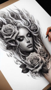 3d-face – tattoo design ideas free ai generated – surrealism-dreamlike – for-temple – Gallery: faces-inkby-ai