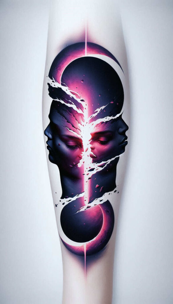 abstract-visage – tattoo design ideas free ai generated – neotraditional-classic-motifs – for-thigh – Gallery: faces-inkby-ai