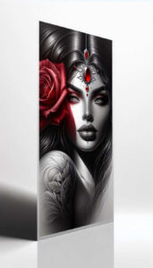 abstract-visage – tattoo design ideas free ai generated – neotraditional-decorative-detail – for-back-of-neck – Gallery: faces-inkby-ai