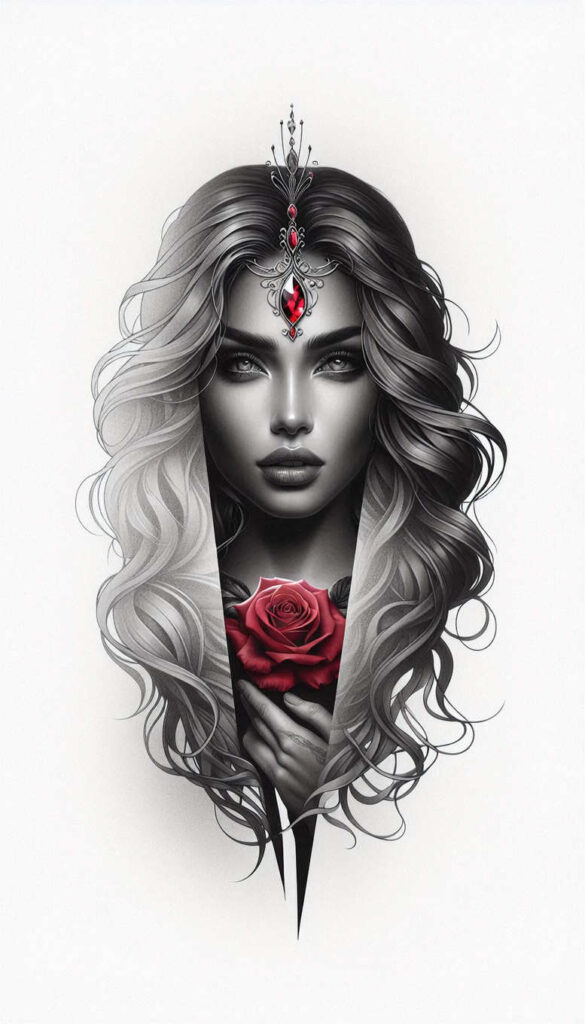 child-face – tattoo design ideas free ai generated – neotraditional-precise-lines – for-lower-arm – Gallery: faces-inkby-ai
