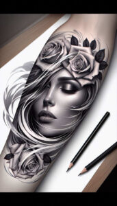 colored-face – tattoo design ideas free ai generated – realism-sharp-focus – for-biceps – Gallery: faces-inkby-ai