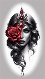 crowned-face – tattoo design ideas free ai generated – neotraditional-layered-shading – for-knee – Gallery: faces-inkby-ai