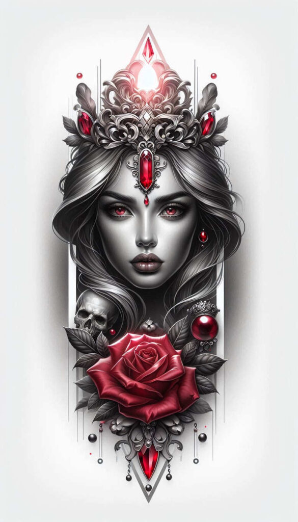 delicate-face – tattoo design ideas free ai generated – realism-light-play – for-neck – Gallery: faces-inkby-ai