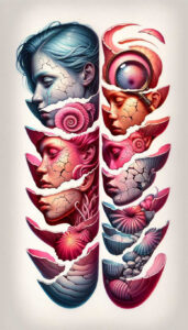 delicate-face – tattoo design ideas free ai generated – surrealism-enigmatic-visuals – for-temple – Gallery: faces-inkby-ai