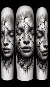 delicate-face – tattoo design ideas free ai generated – surrealism-hyperreal – for-upper-back – Gallery: faces-inkby-ai
