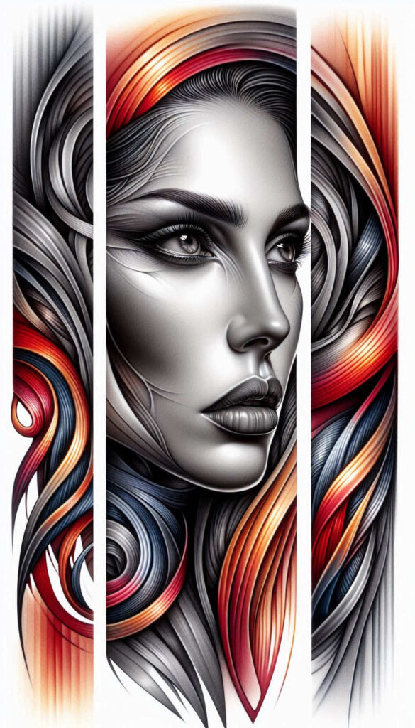 detailed-face – tattoo design ideas free ai generated – surrealism-ethereal-glow – for-ankle – Gallery: faces-inkby-ai