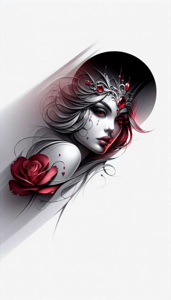 detailed-visage-for-men – tattoo design ideas free ai generated – neotraditional-clean-contrast – for-stomach – Gallery: faces-inkby-ai